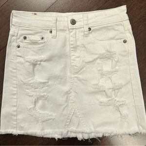 White American Eagle Outfitters Denim Skirt with Distress